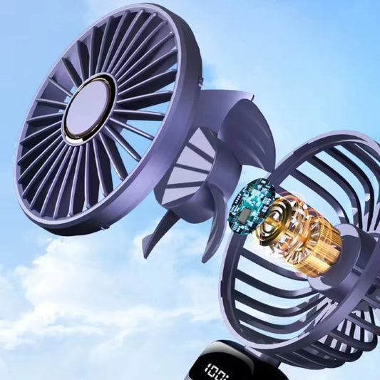 Portable Rechargeable Mini Fan with LED Display – 5-Speed Adjustable & 90° Foldable