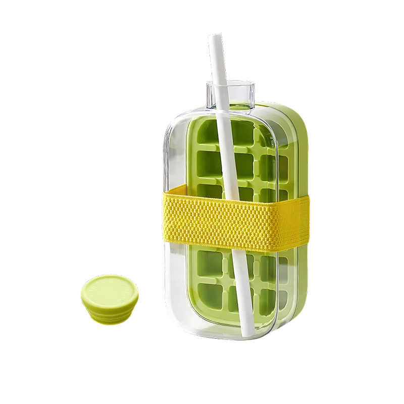 Bottiglia Ghiaccio 2-in-1 800ml in Silicone | Stampo + Tazza da Asporto per Succhi e Smoothie